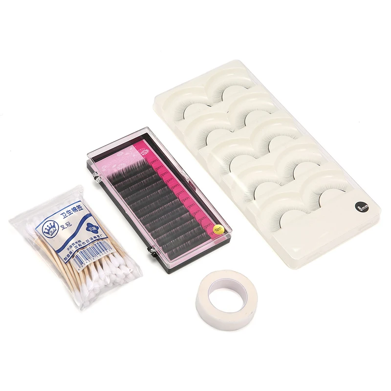1Set Training Head Eyelash Graft Kit Individual False Eyelashes Practice Head Glue Tool Graft  Eyelashes Extension Makeup Set