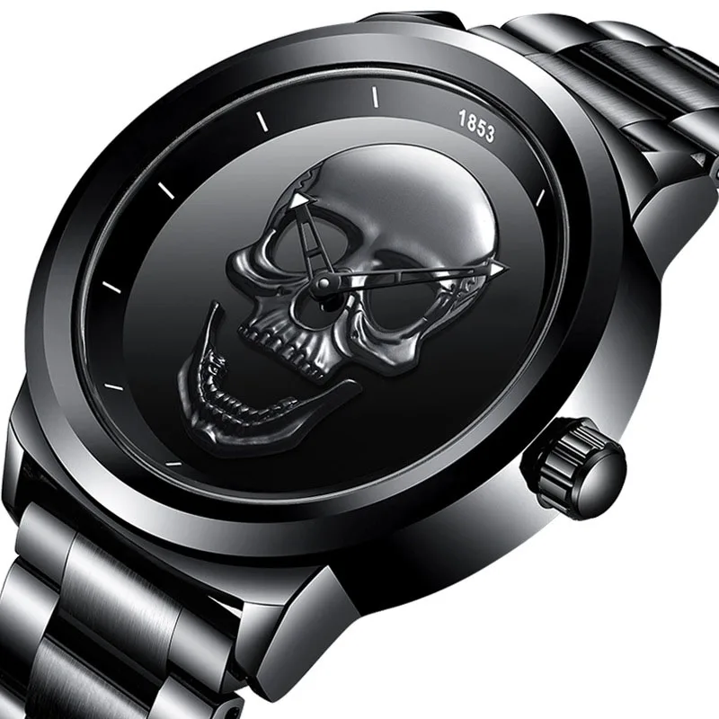

2020 New Sports Quartz Skeleton Watches Men Silicone Band Skull Wristwatch Man BLACK Unique Couple Gift Relo Digital