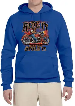 

Ride It Like You Stole It | Motorcycle Devil | Mens Americana/American Pride Hooded Sweatshirt Graphic Hoodie