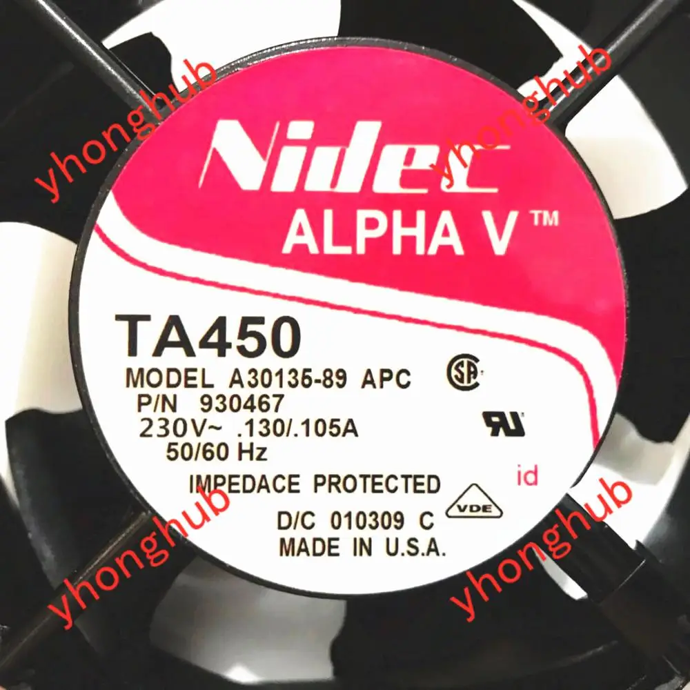 Охлаждающий вентилятор для сервера Nidec A30135 89 TA450 AC 230V 0.130A 5 проводов 120x120x38 мм|square