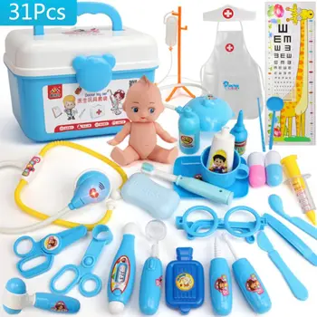 

1set Simulated Doctor Costume Pretend Role Play Medical Dentist Toys Carrying Case Dress-Up Game for Children