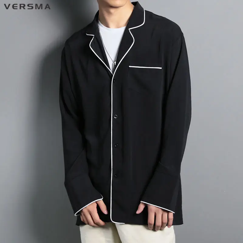

VERSMA Korean Harajuku GD Pajamas Vintage Long Sleeve Shirt Men Women Hip Hop Gothic Loose Style Hawaiian Shirt Men Dropshipping