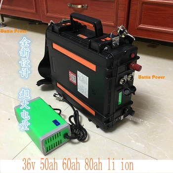 

36V 50Ah 60Ah 80Ah lithium li ion battery BMS 10S for 3000w e-motorcycle ebike power bank solar system motorhome+10A charger