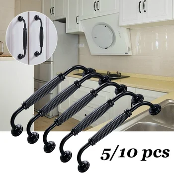 

5/10Pcs Black Handles Roman Classical Door Pulls Furniture Cabinet Knobs for Kitchen Cupboard Door Drawer Furniture Hardware