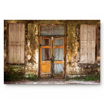 

Door House Abandoned Asian Malaysia Ancient Ruined Outdated Broken Window Texture Bathroom Decor Rug Mat with Non Slip Rubber