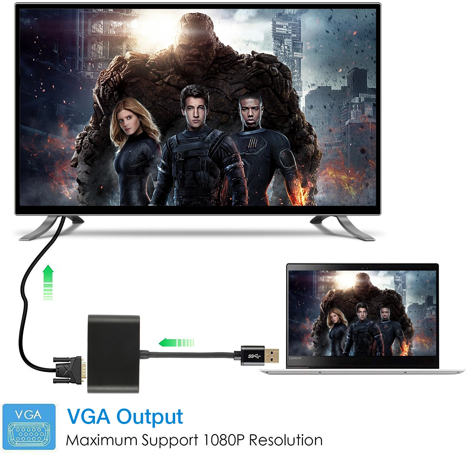 Адаптер AMKL с USB на VGA адаптер HDMI 3 0 конвертер для ПК и ноутбуков Windows 7/8/8 1/10 /XP|Кабели