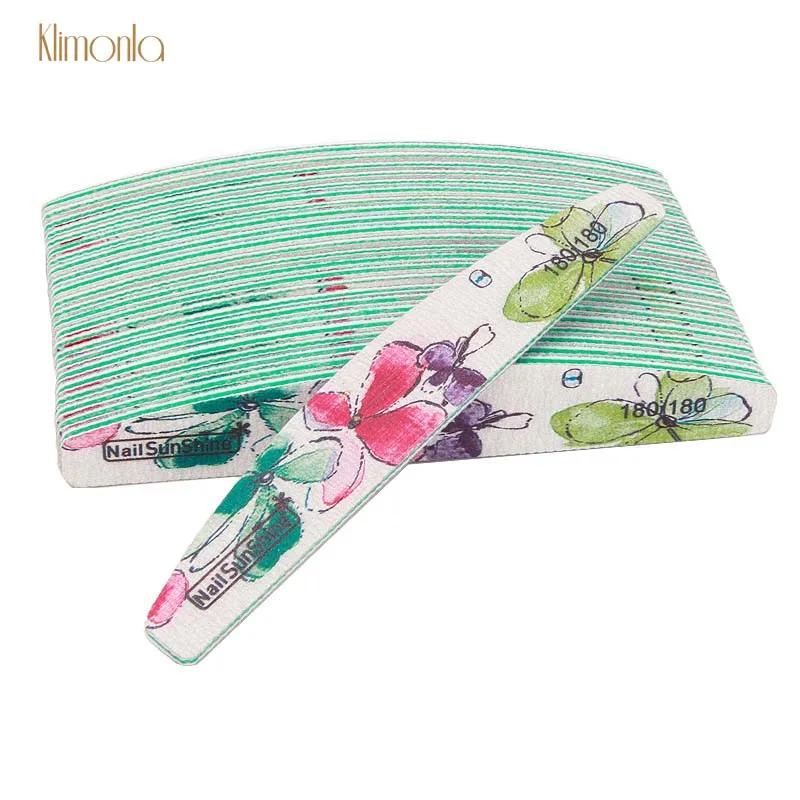 

25Pcs/Lot Professional Curve Nail Files Double Sided 180/180 Grit Sanding Pedicure Manicure Buffer Block Beauty Tools Nail Art