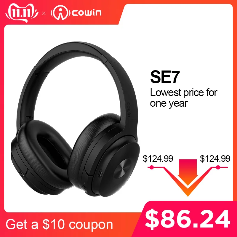 Günstige Cowin SE7 Aktive Noise Cancelling Wireless Bluetooth Kopfhörer Faltbare Über ohr Tragbare Headset für handys musik apt x