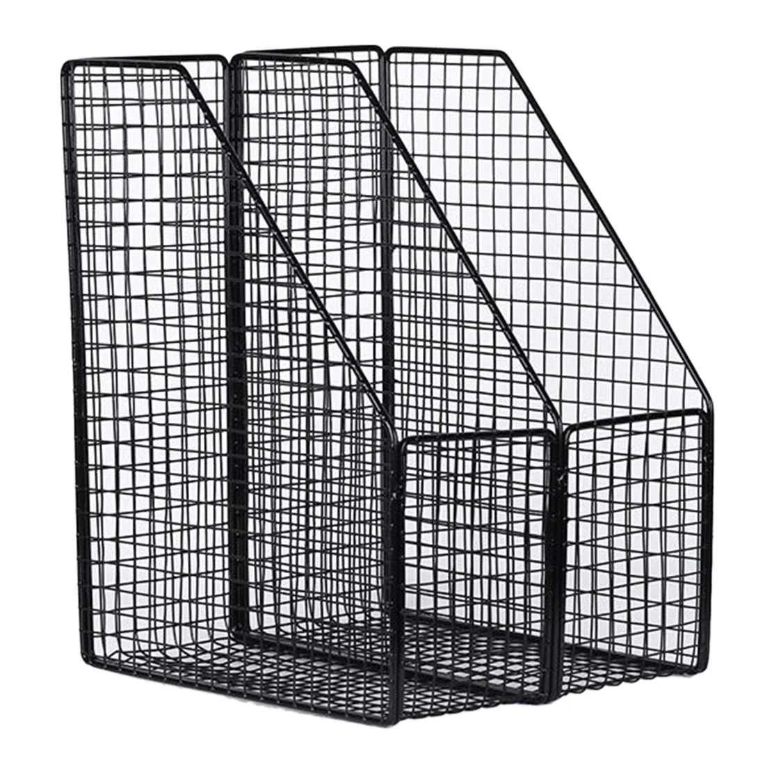 

Iron Art File Magazine Storage Holder Office Study Desktop Organizer Shelf For Books Documents - Black