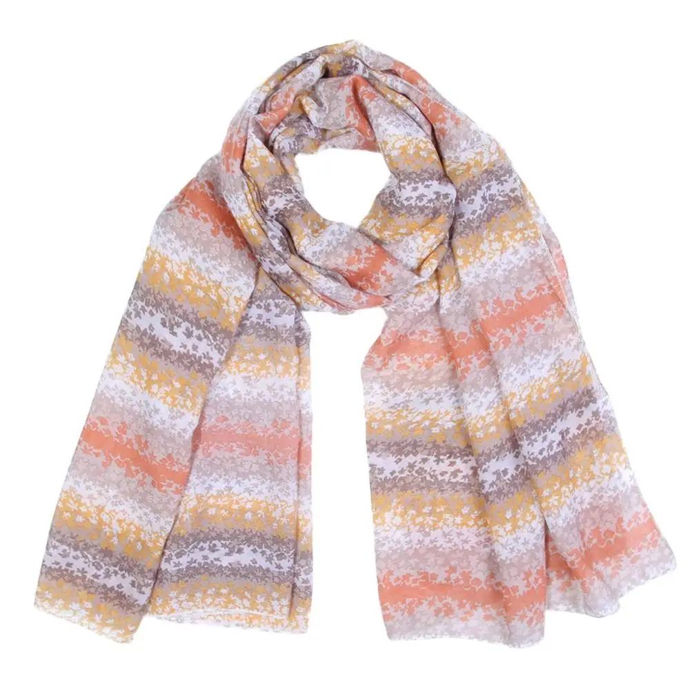 Шарф женский бандана в клетку платок Foulard Femme зимний цветочный принт шифон