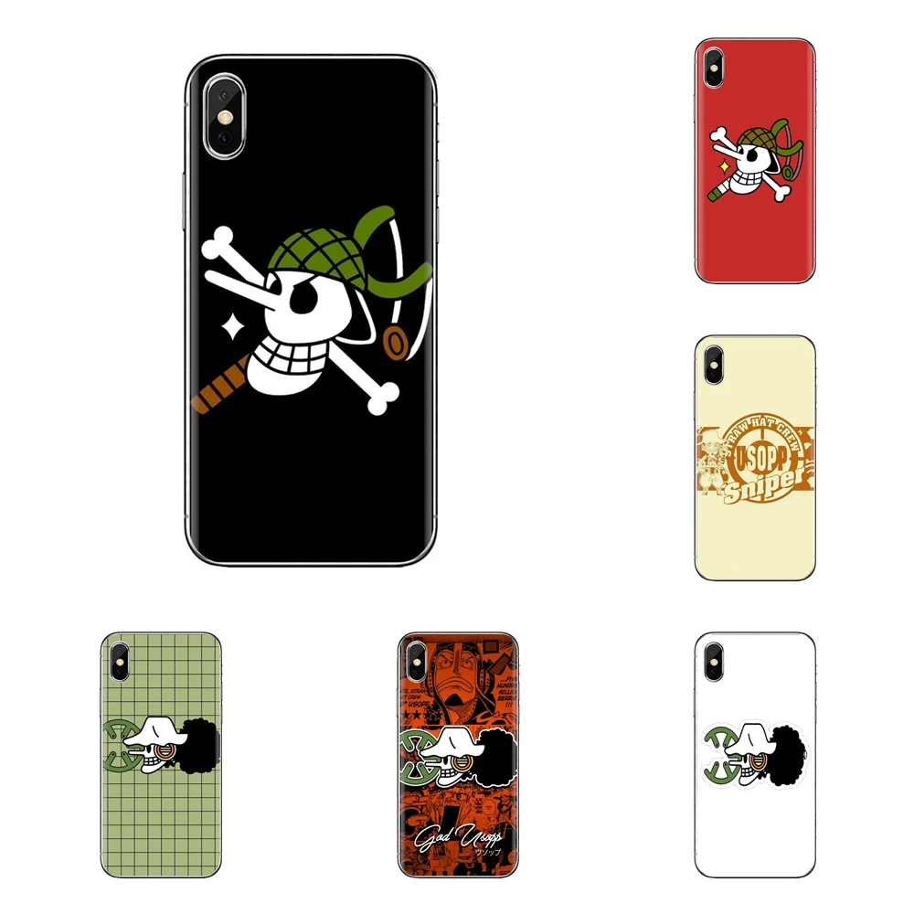 For iPhone XS Max XR X 4 4S 5 5S 5C SE 6 6S 7 8 Plus Samsung Galaxy J1 J3 J5 J7 A3 A5 Ultra Thin Case One Piece Usopp skull flag |