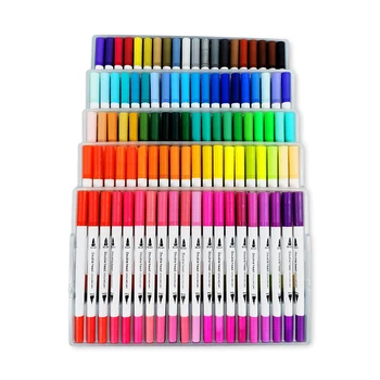 

12/24/36/48/72/100PCS Colors FineLiner Drawing Painting Art Markers Pens Watercolor Dual Tip Brush Calligraphy Sketching Pen