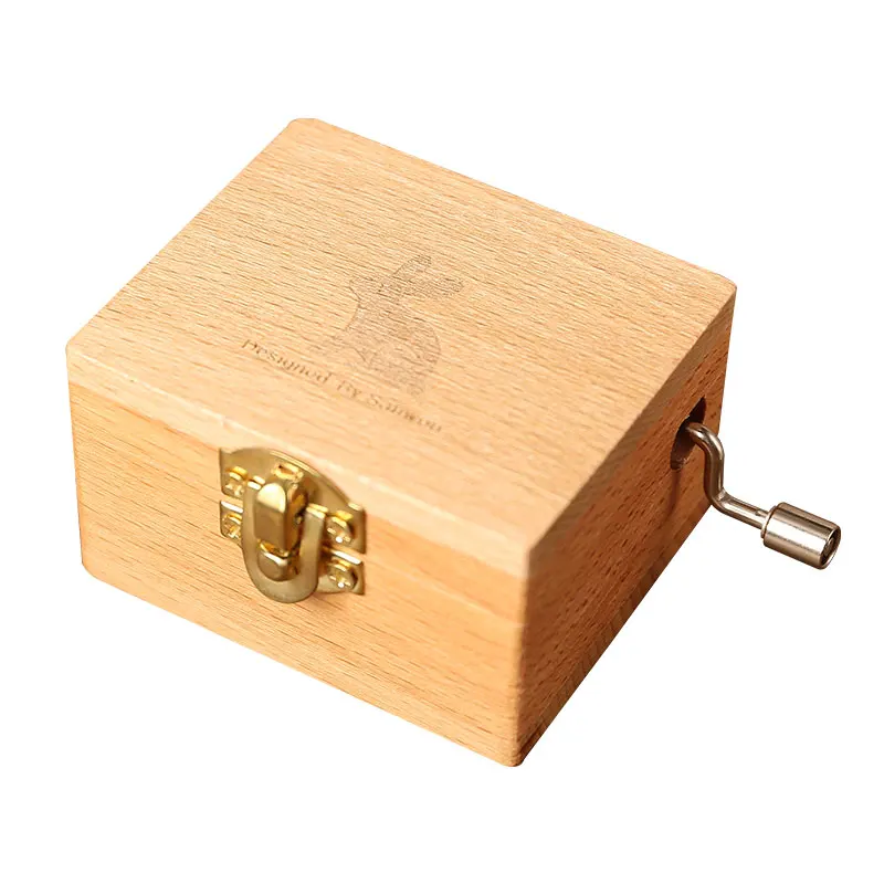 Retro Wooden Musical Box Hand Crank Music Box Exquisite Workmanship  J6J6 