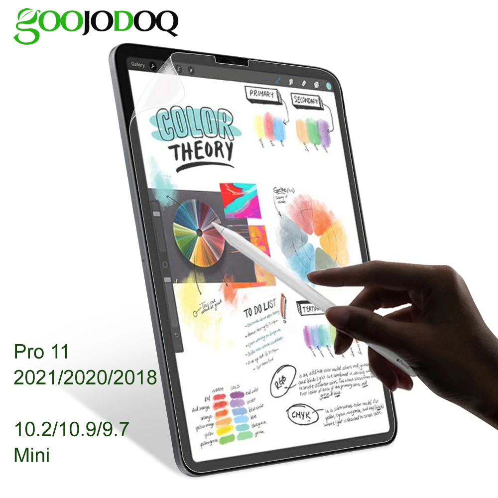 GOOJODOQ Like Writing on Paper Screen Protector for iPad Pro 11 2021 Air 4 5 3 2 iPad Mini 5 10.2 9th 8th generation Like Paper samsung tablet holder