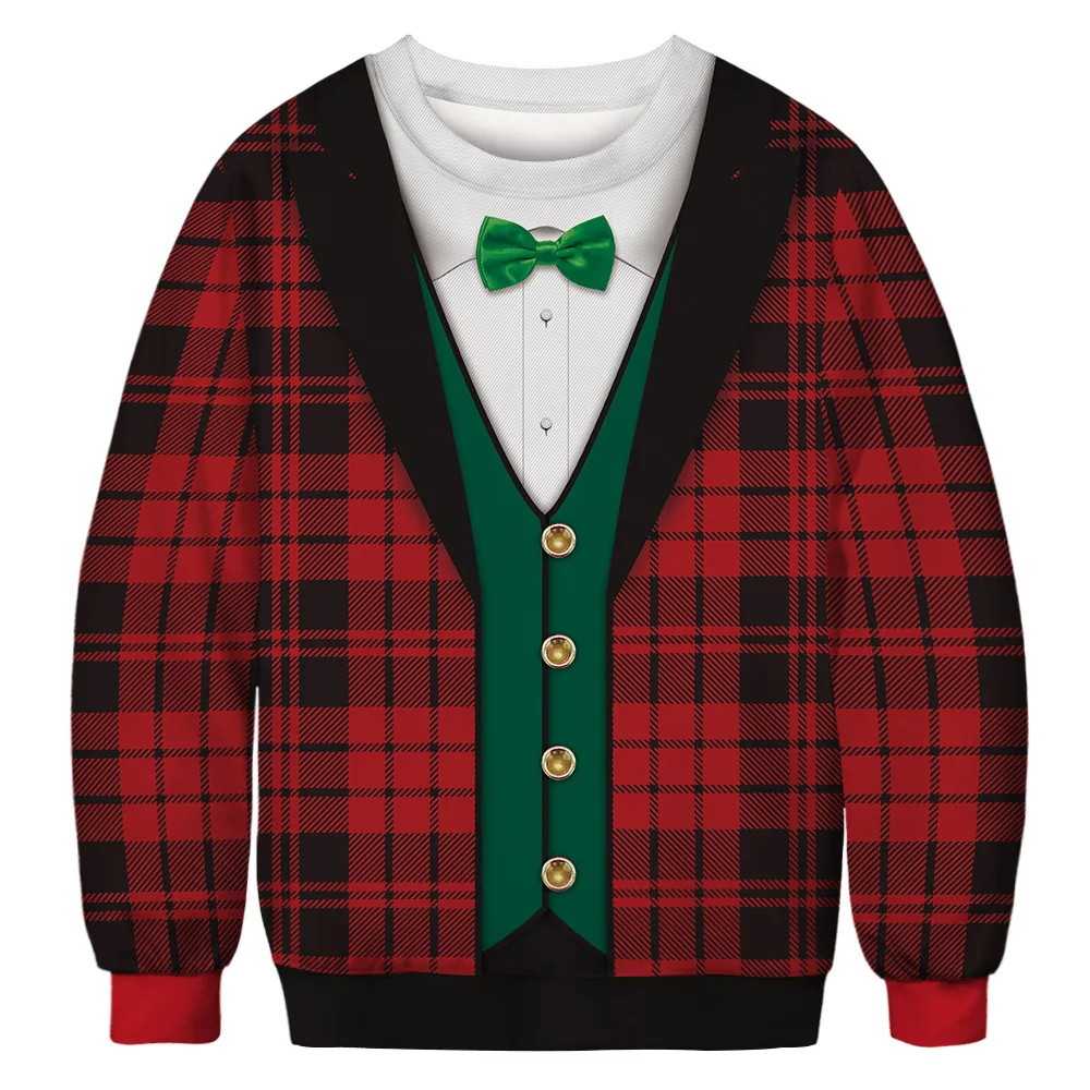 thumbnail image 1 of Suéter navideño feo, divertido suéter con estampado 3D, suéter unisex de moda con capucha de manga larga, divertido suéter de fiesta de Navidad de otoño, 1 of 5