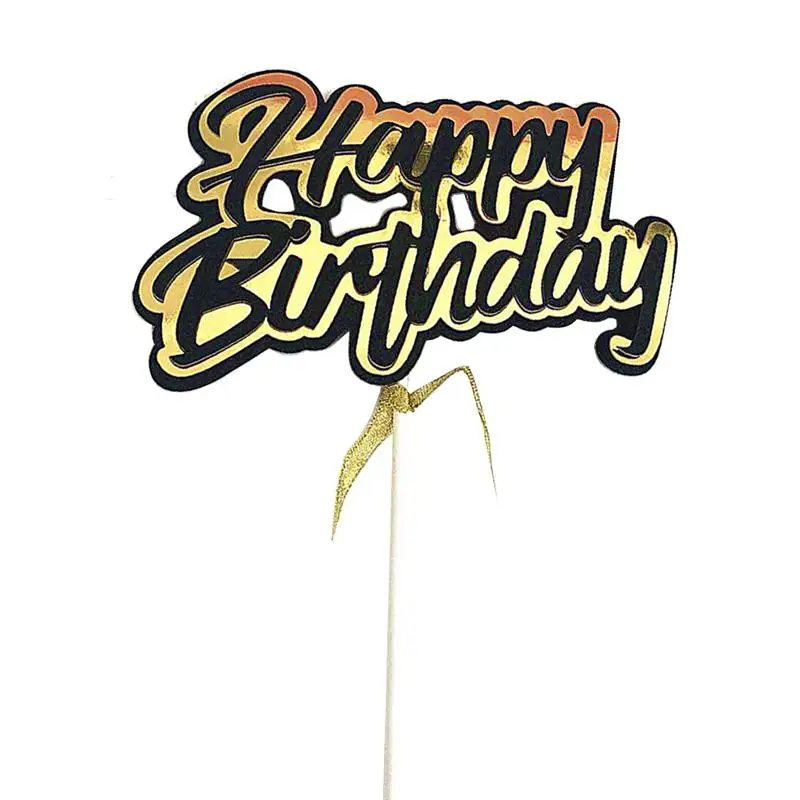 2 Pcs Cake Toppers Happy Birthday Creative Cake Picks Cake Insert Cards for Banquet Wedding