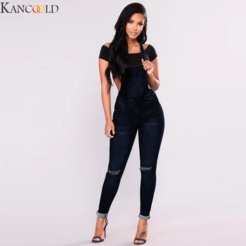 

KANCOOLD Plus Size Women Denim Jumpsuit 2019 Ladies Loose Jeans Rompers Female Casual Hole Denim Jumpsuits Overall Playsuit