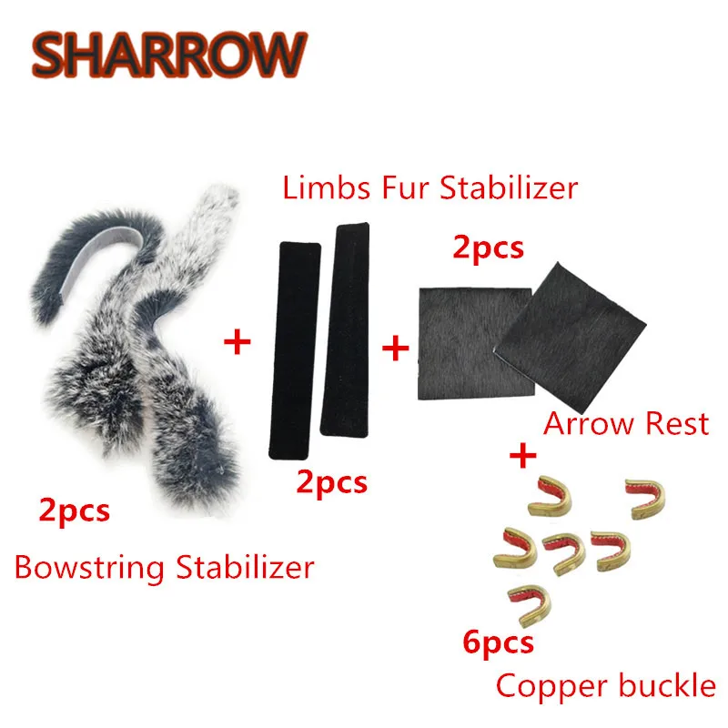 

1Set Recurve Bow Tools Bowstring Stabilizer + Fur Glued Strip Dampener + Arrow Rest + Brass Buckle For Bow Archery Accessories
