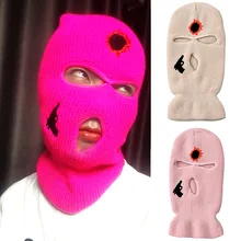 

Embroidery Balaclava Face Mask 3-Hole for Cold Weather Army Tactical CS Windproof Knit Beanies Bonnet Winter Warm Unisex Caps