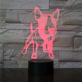 

3D Bull Terrier Shape Designed LED Visual Lamp Pet Dog Puppy 3D Optical illusion Lamp Home Decor LED Night Light Table Lamp