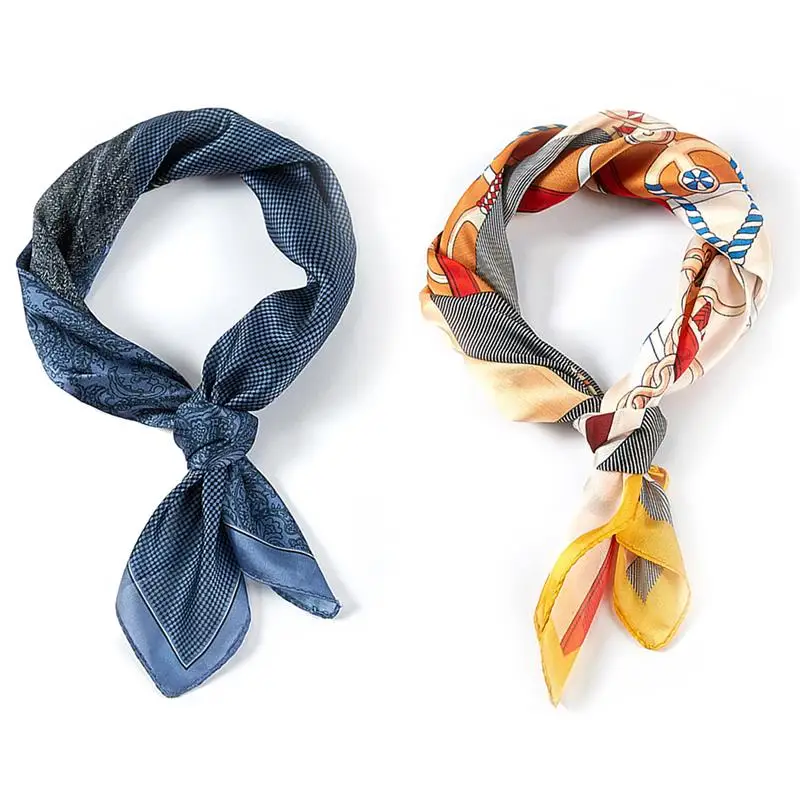

Fashion 2020 Hair Scarf Tie Animal Print Luxury Satin Small/Square/Silk/Neck/Ring/Scarf Winter Head Scarf For Wome Neckerchief