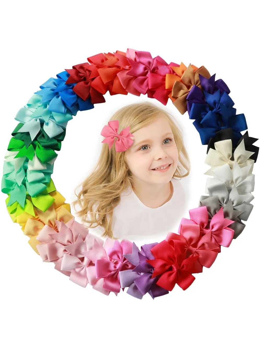 40 шт. 3 дюймовая атласная лента Pinwheel бутик заколки с бантами для волос для подростков малышей Дети Крокодил Зажимы wi