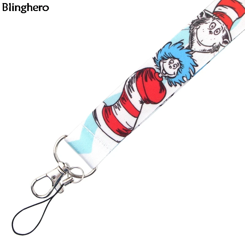 10 шт./лот, ремешок Dr. Seuss, ремешок на шею, с ключами, для телефона, крутой, мультяшный принт, шнурок, Висячие веревки, подарки для детей, BH0311