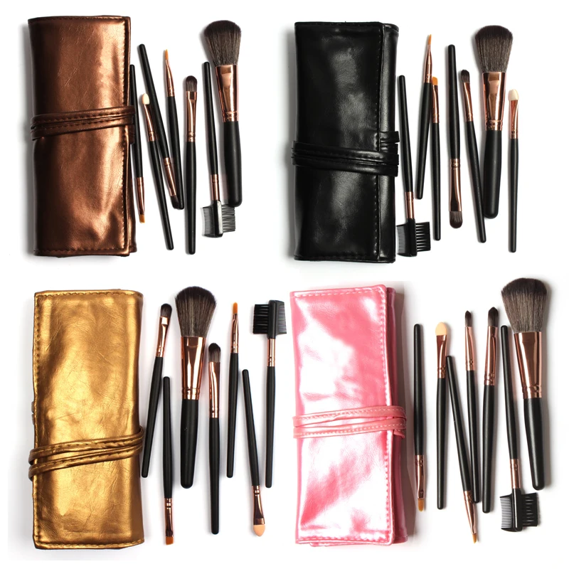 7 шт. Профессиональный набор кистей для макияжа Косметический с кожаной сумкой для основы, пудры, румян теней для век принадлежности для макияжа