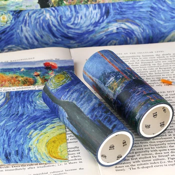 

10cm*5m Van Gogh Monet Bullet Journal Washi Tape set Starry sky Adhesive Tape DIY Scrapbooking Sticker Label Masking
