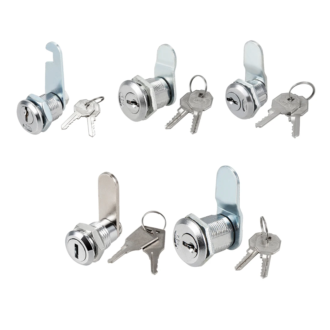 

uxcell 1-5pcs Cylinder Zinc Alloy Chrome Finished Cam Lock w Key Keyed Alike Keyed Different