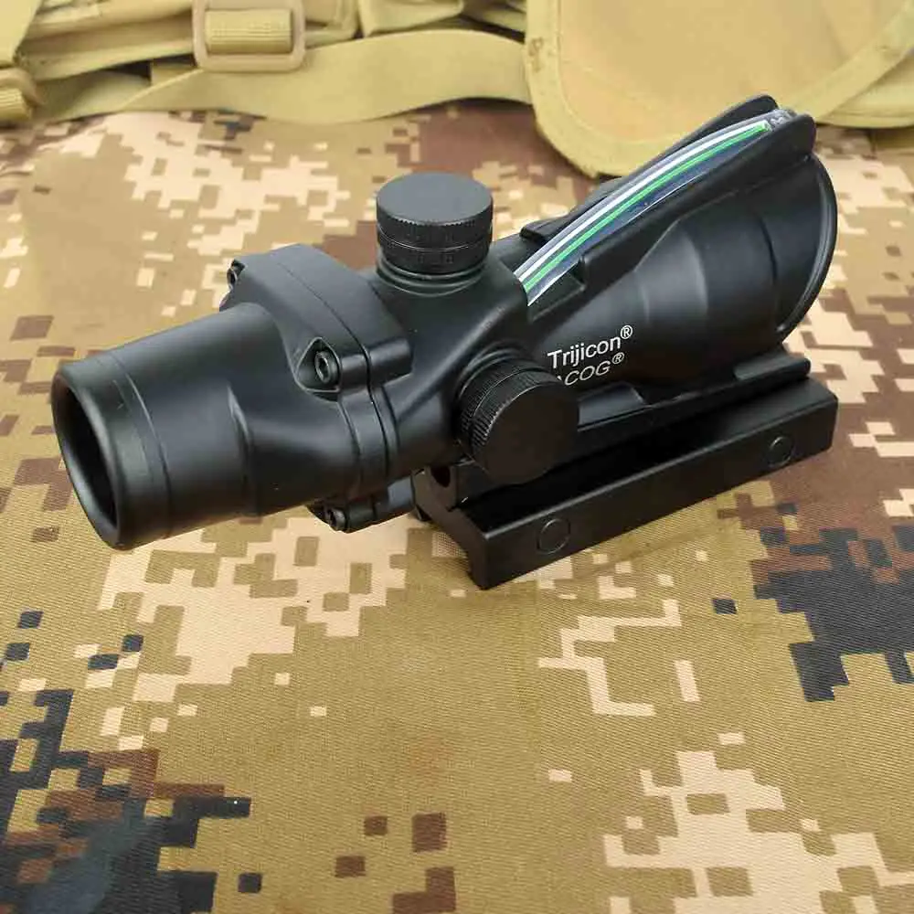 Hunting 4X32 ACOG Real Fiber Scope BDC Chevron Horseshoe Reticle Tactical Optical Sights for cal.223.308