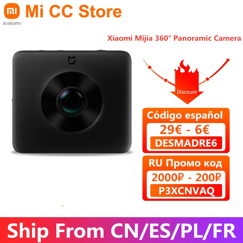 Xiaomi Mijia-Cámara panorámica de grabación de vídeo, kit de videocámara de deportes y acción, 360 º, Ambarella 3.5K, 1600mAh, Sphere, disponible