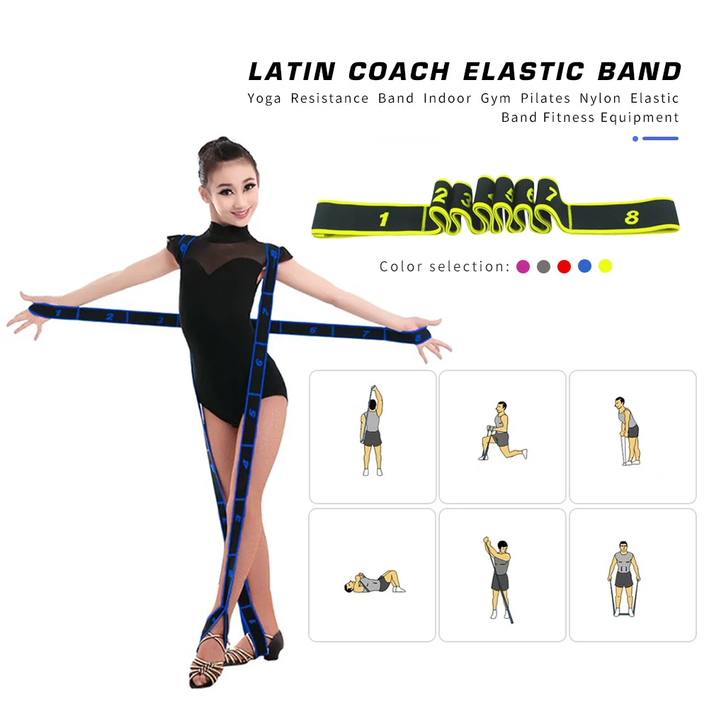 Professional Nylon Yoga Resistance Bands Wear-resistant Fitness Stretch Training Belt Indoor Gym Pilates Elastic Band