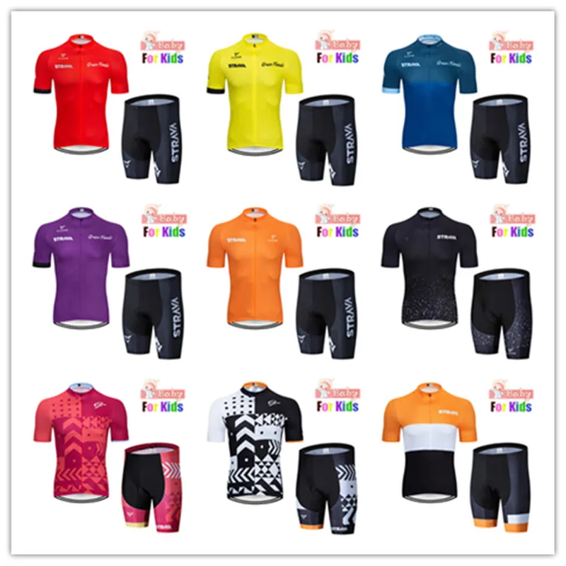 

STRAVA Children Bike Clothing Riding Summer Cycling Jersey Shorts Padded Road Bicycle Sportwear KIDS ropa ciclismo hombre