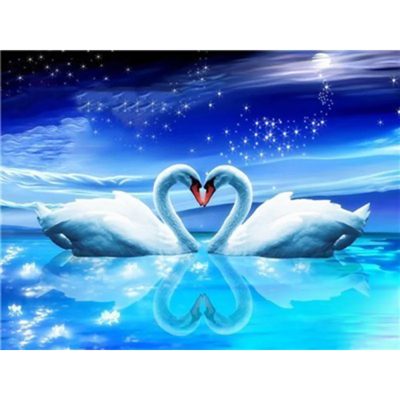 Diamond Painting DIY 5D Diamond Painting Swan Animal Full Round Mosaic Cross Stitch Kit Diamond Embroidery Picture Rhinestone Wall Home Decor