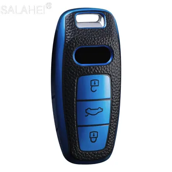 

New Arrival TPU Leather Car Key Cover Case For Audi A6L A7 A8 Q8 E-tron C8 D5 2018 2019 2020 Auto Key Holder Shell Accessories