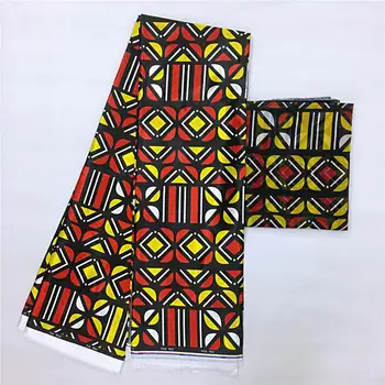 

African wax imitated silk fabric 2019 satin fabric 4 yards ankara audel/modell cotton fabric for dress +2 yards chiffon LP30