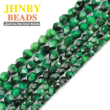 

JHNBY Faceted Green Tiger's eye Natural Stone 6/8MM Spacers Loose beads for Jewelry making DIY bracelets pendants accessories