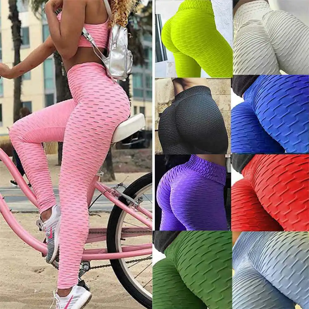 

Women Fashion Ladies Stylish Solid Color Butt Lift Yoga Pants Scrunch Push Up Tight Long Tight Pants Gym Sports Fitness Trousers