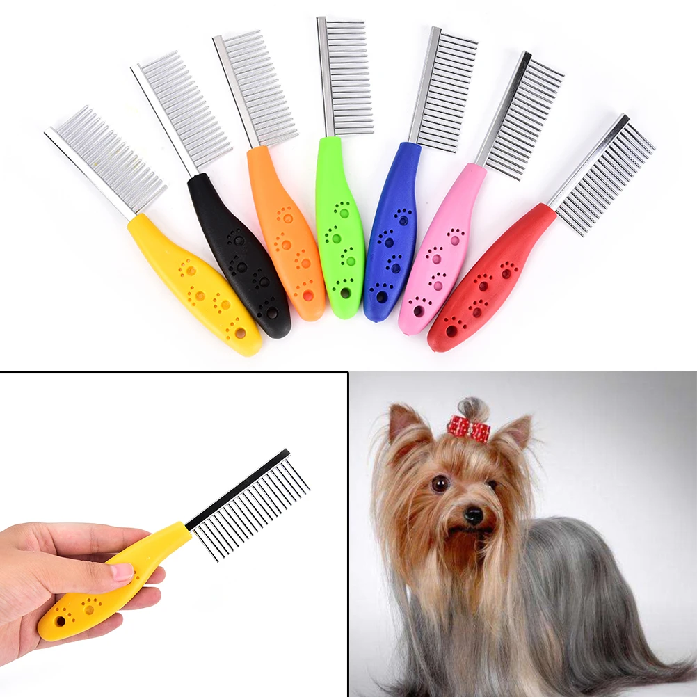Pet Dog Stainless Steel Comb For Dogs Cats Hair Removal Single Row Straight Comb Puppy Hair Grooming Tool
