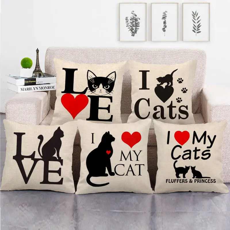 45cm*45cm Lovely Cats Linen/cotton Throw Pillow Covers Couch Cushion
