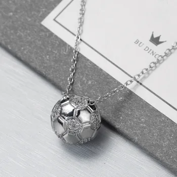 

2019 New Arrival Fashion Silver Colors Crystal Rhinestone Football Pendant For Women Birthday Party Gifts Jewelry Wholesale