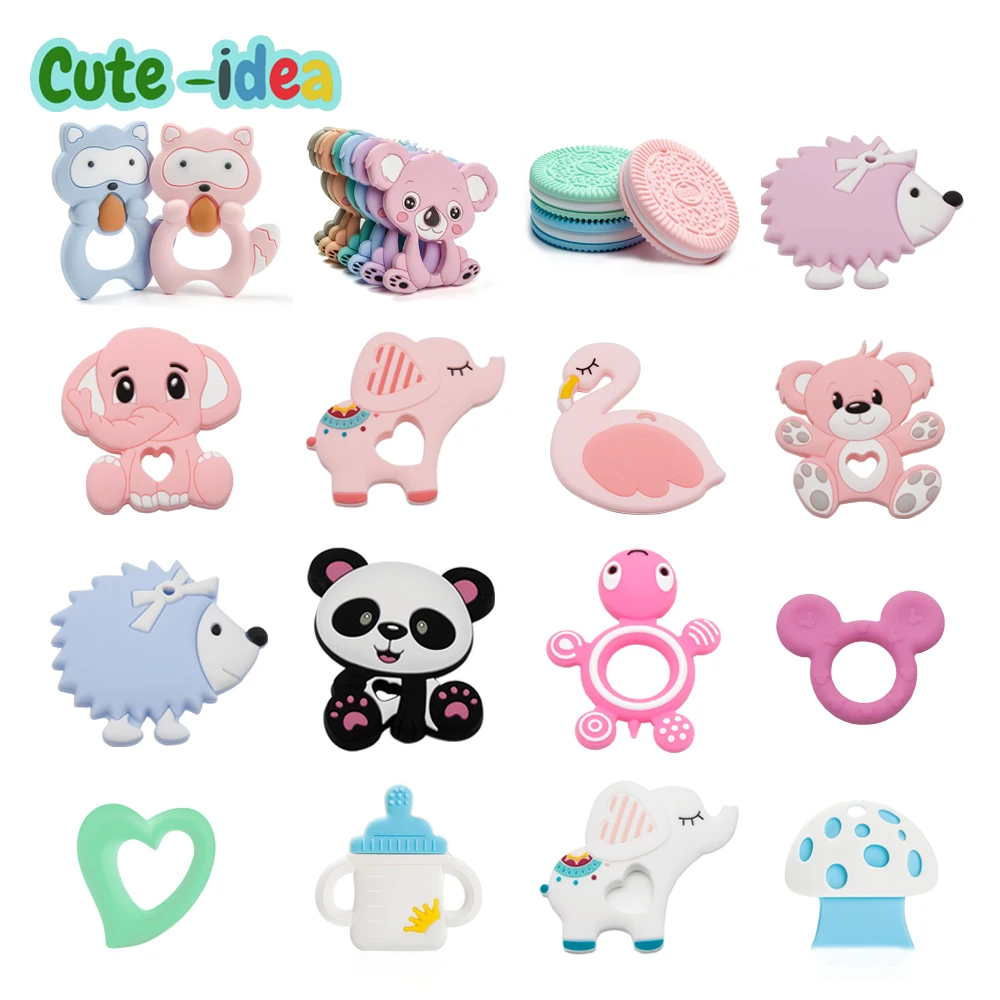 

Cute-idea Mixed Colors 2pcs/lot Silicone Beads Baby Teething Chew Cartoon Teether BPA Free DIY Pacifier Chain Baby Product Toys