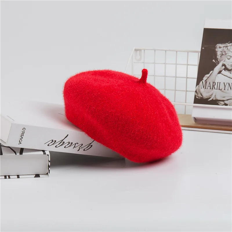 Dilidala, осенне-зимний Регулируемый берет для женщин, женская шерстяная шапка для художника, Корейская версия, шапка с тыквой, зимние шапки для женщин - Цвет: Red