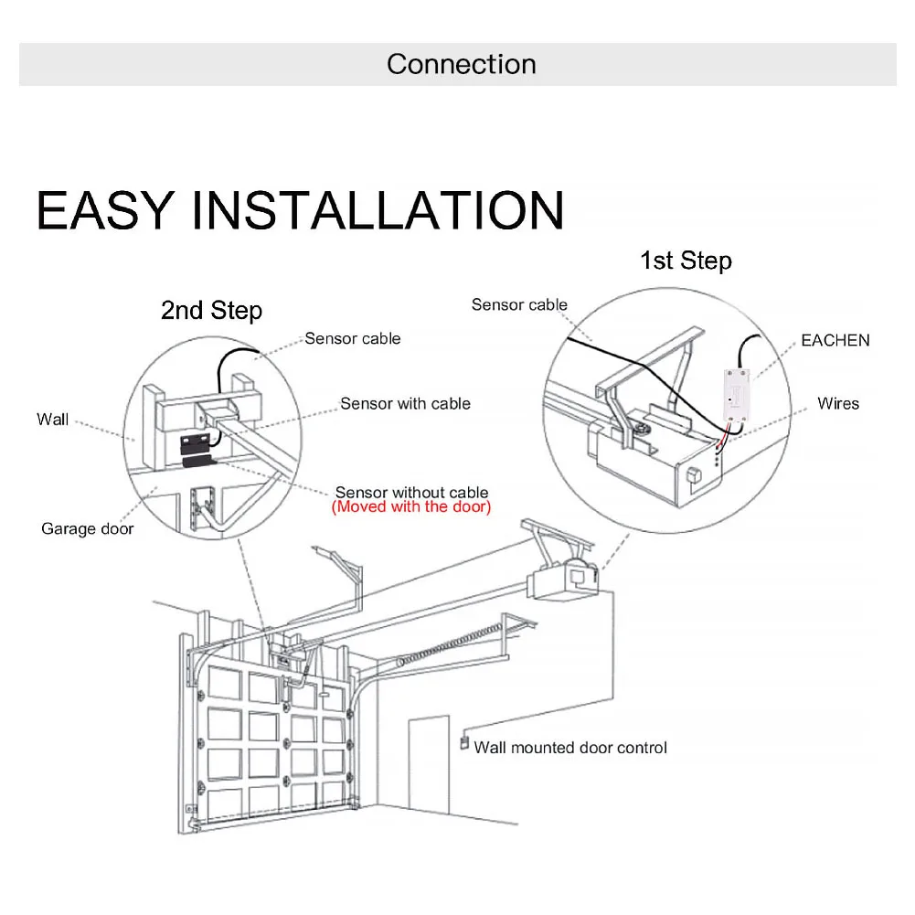 WiFi Smart Garage Door Controller Opener Smart Life/Tuya APP Remote Compatible With Alexa Echo Google Home No Hub Require