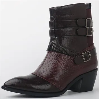 

Sexy Buckle Black Cowgirl Boots Women Pointed Toe Ankle Boots Winter Western Cowboy Boots Ladies Boots Zip Comfort Heels Shoes