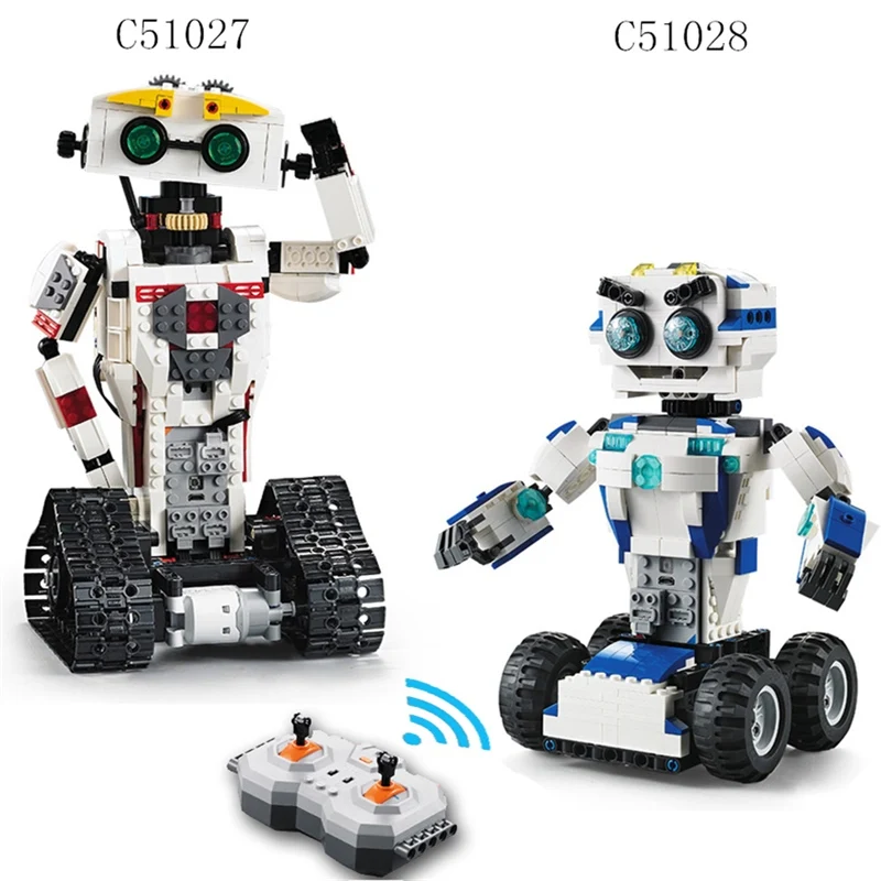 RC строительные блоки РОБОТ C51027 C51028 2 в 1 деформация бурение дистанционное управление роботы автомобиль гуманоид программируемая игрушка RC автомобиль