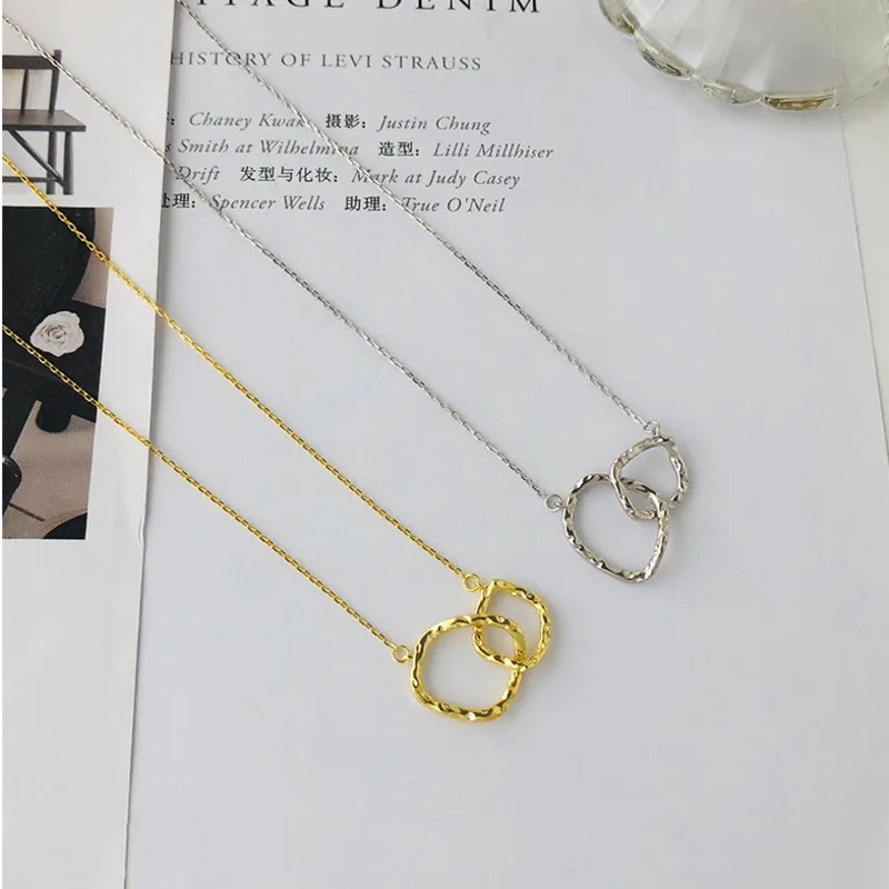 

925 Sterling Silver Necklace Woman Irregular Round Clavicle Charm Chain Gold Silver Jewelry bijoux argent 925 massif pour femme
