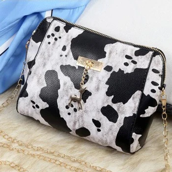 

Womens Leopard Print Crossbody Bag Fawn Pendant Shell Shoulder Bag Messenger Bag PU Leather Lady Crossbody Bag deer toys