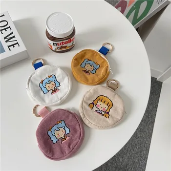 

Corduroy Women Wallet Kawaii Fashion Canvas Coin Purse Cartoon Cute Girl Clutch Multi-function Mini Storage Earphone Money Bag